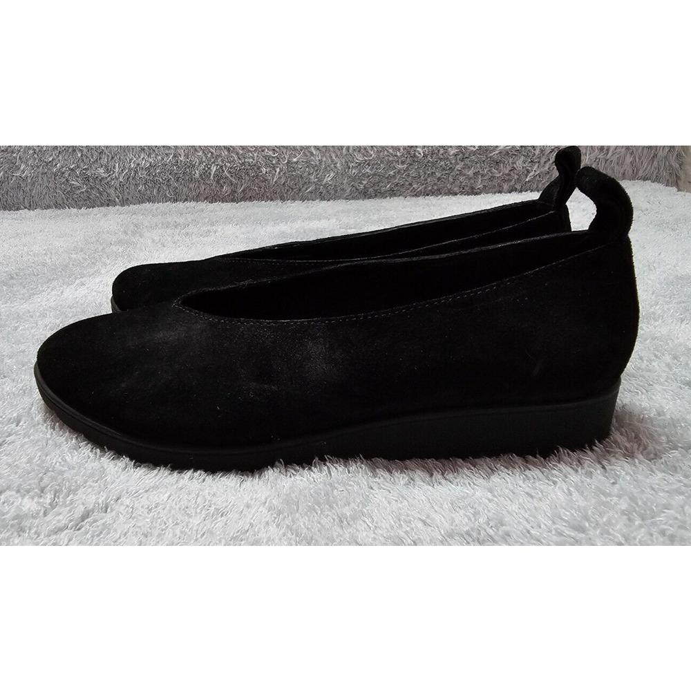 NEW Eileen Fisher Black Humor Wedge Ballet Suede Flats Shoes Women's Sz 6